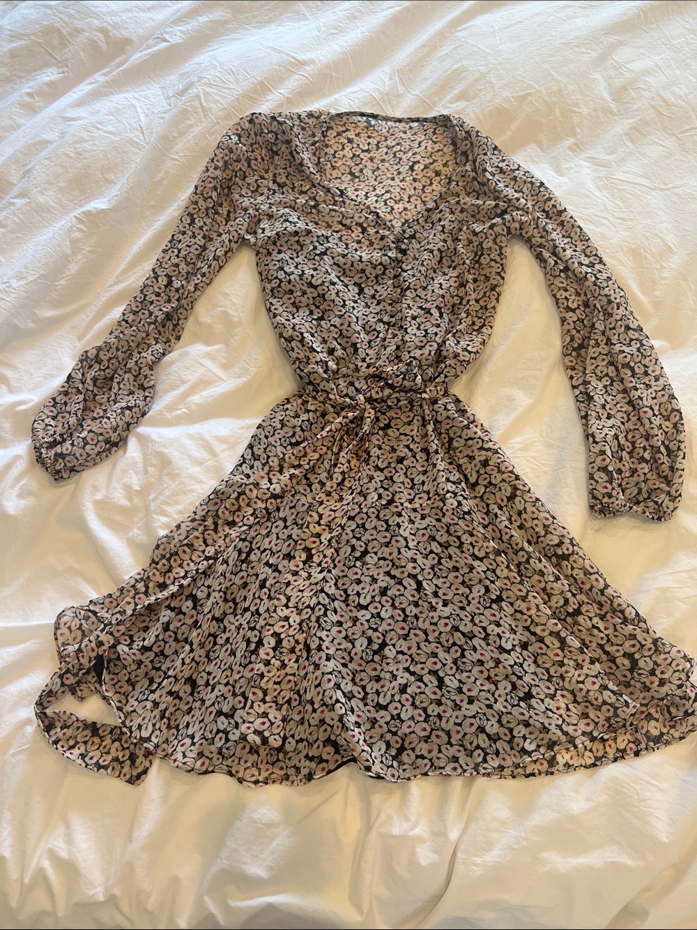 White House Black Market- Floral Long-Sleeve Mini Dress